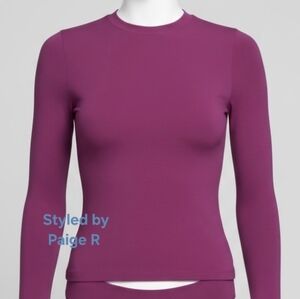 💕NWT SKIMS 💜 RARE Cotton Jersey Long Sleeve T Shirt Lollipop Purple Pink M 💜